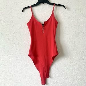 Red Zipper Bodysuit